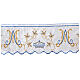 Marian satin white silk blue gold embroidery 22 cm euro/mt s3