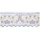 Marian satin white silk blue gold embroidery 22 cm euro/mt s4