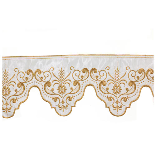Border satin trim with embroidered spike and lily pattern 18 cm euros/m 1