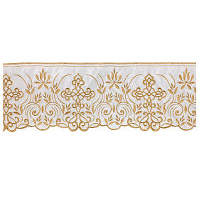 Border satin trim with golden embroidered floral pattern 16 cm euros/m