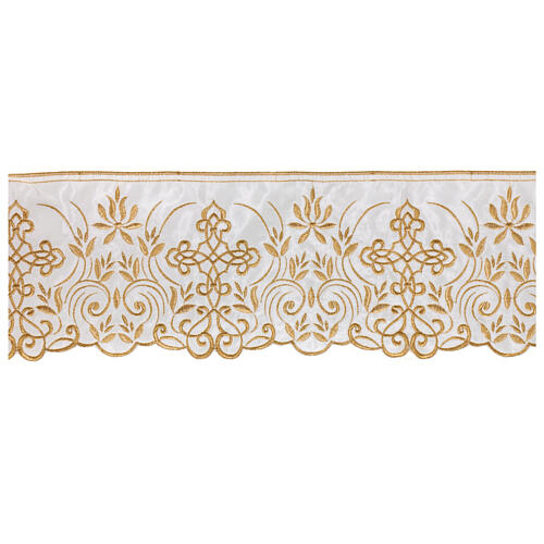 Border satin trim with golden embroidered floral pattern 16 cm euros/m 1