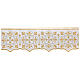 Border satin trim with golden and silver embroidered lily pattern 13 cm euros/m s1
