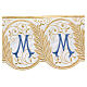 Marian border satin trim with light blue and golden embroidered spike pattern 15 cm euros/m s2