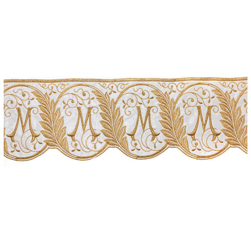 Raso Mariano blanco seda bordado oro 15 cm €/m 3