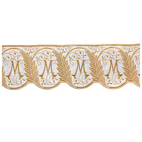 Marian trim satin white silk embroidery only gold 15 cm euro/mt