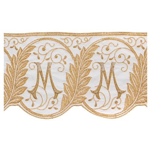 Marian trim satin white silk embroidery only gold 15 cm euro/mt 2