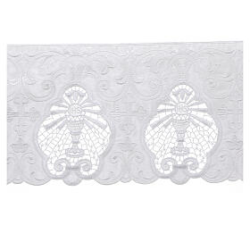Milk-white satin macrame lace with chalice and JHS 17 cm euros/m