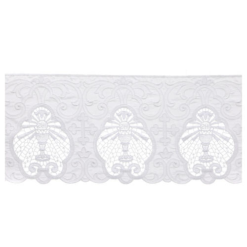 Milk-white satin macrame lace with chalice and JHS 17 cm euros/m 3