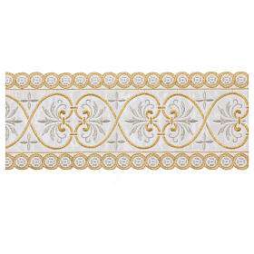 Satin decorative band with golden and silver embroidered heart pattern 12 cm euros/m