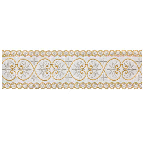 Satin decorative band with golden and silver embroidered heart pattern 12 cm euros/m 1