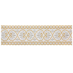 Liturgical trim with golden silver decoration hearts 12 cm euro/mt