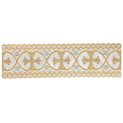Satin decorative band with golden and silver embroidered pattern of the Maltese cross 12 cm euros/m 1