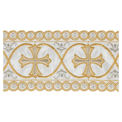 Satin decorative band with golden and silver embroidered pattern of the Maltese cross 12 cm euros/m 2