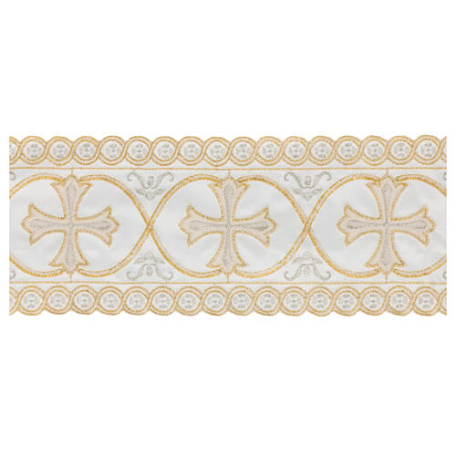 Satin decorative band with golden and silver embroidered pattern of the Maltese cross 12 cm euros/m 3