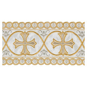 Golden silvered lace trim with Maltese cross 12 cm euro/mt