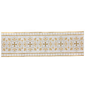 Satin decorative band with golden and silver embroidered pattern of the Celtic cross 15 cm euros/m