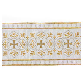 Satin decorative band with golden and silver embroidered pattern of the Celtic cross 15 cm euros/m