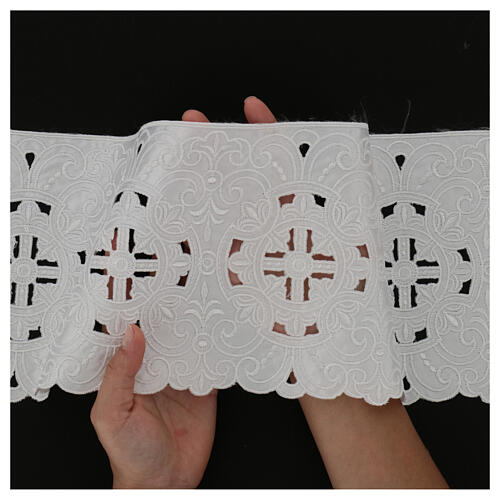 Makramee-Spitzenband, mit feinen Durchbrüchen, weiß, 17 cm, euro/mt 2