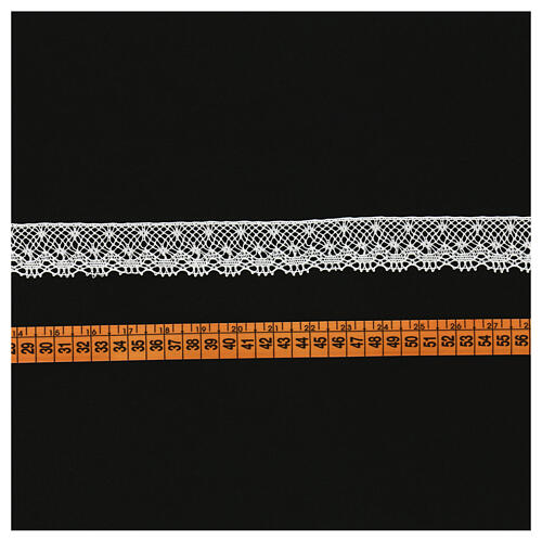Spitzenband aus Köppelspitze, Netzmotiv mit gewellten Rändern, weiß, 3,5 cm, euro/mt 3