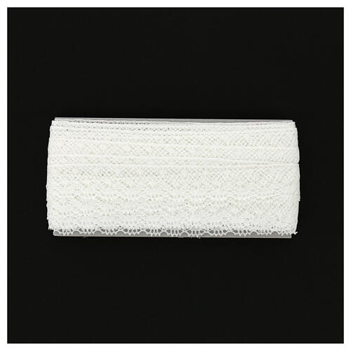 Spitzenband aus Köppelspitze, Netzmotiv mit gewellten Rändern, weiß, 3,5 cm, euro/mt 4