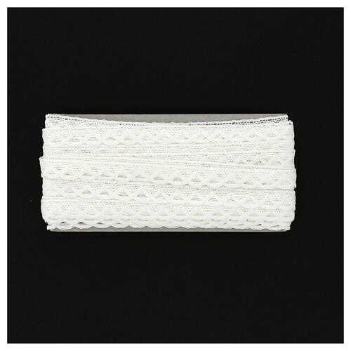 Spitzenband aus Köppelspitze, Doppelbogenmotiv, weiß, 1,5 cm, euro/mt 4
