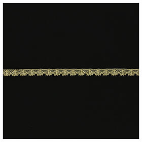 Spitzenband aus Köppelspitze, feine durchbrochene Motive, goldfarben, 1,5 cm, euro/mt