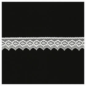 Spitzenband aus Köppelspitze, Spitzenmotiv, weiß, 4,5 cm, euro/mt
