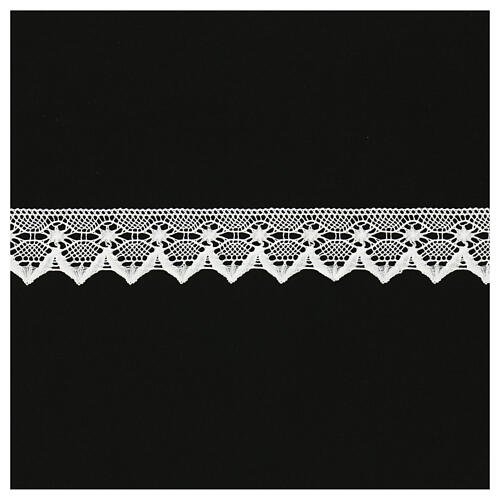 Spitzenband aus Köppelspitze, Spitzenmotiv, weiß, 4,5 cm, euro/mt 1