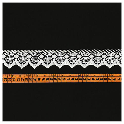 Spitzenband aus Köppelspitze, Spitzenmotiv, weiß, 4,5 cm, euro/mt 3