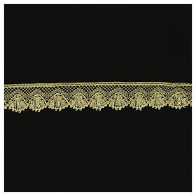 Spitzenband, Bogen- und Netzmotiv, gold-/silberfarben, 4,5 cm, euro/mt