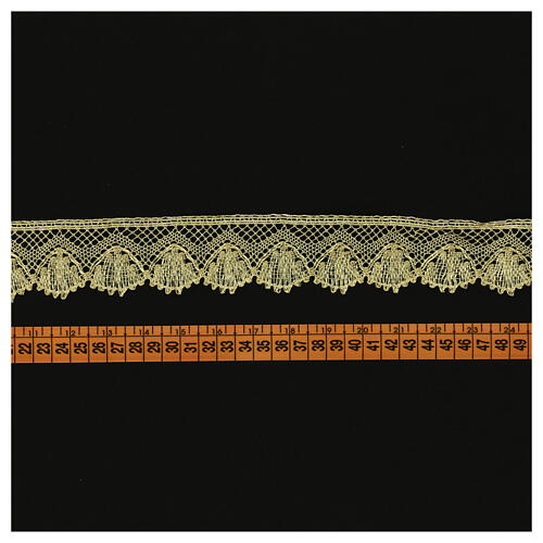 Spitzenband, Bogen- und Netzmotiv, gold-/silberfarben, 4,5 cm, euro/mt 3