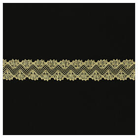 Spitzenband, Wellenmotiv, gold-/silberfarben, 5,5 cm, euro/mt