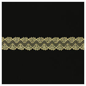Wavy mesh lace of half fine gold thread, 5.5 cm, euros/m