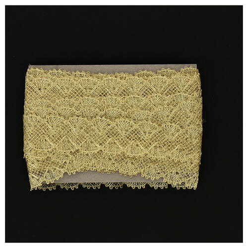 Wavy mesh lace of half fine gold thread, 5.5 cm, euros/m 4