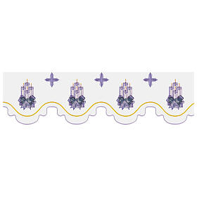 Celebration border for altar cloth, white and purple, h 9 in