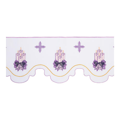 Renda toalha de altar branca e roxa h 23 cm 3