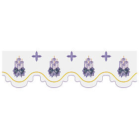 Celebration altar tablecloth edge white purple h 23 cm