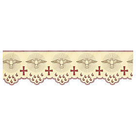 Border for altar cloth with doves, red crosses and flames, h 8 in