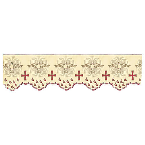 Border for altar cloth with doves, red crosses and flames, h 8 in 1