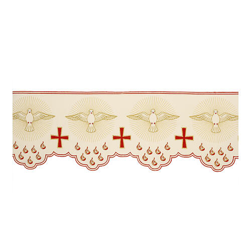Border for altar cloth with doves, red crosses and flames, h 8 in 3