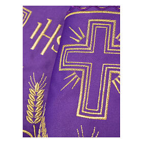 Purple celebration border for altar cloth, JHS and crosses, h 8 in