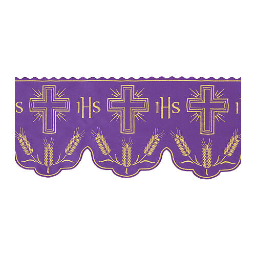 Purple celebration border for altar cloth, JHS and crosses, h 8 in 3