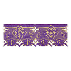 Cutwork purple border for altar cloth, golden crosses, h 8 in