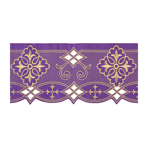 Cutwork purple border for altar cloth, golden crosses, h 8 in 3