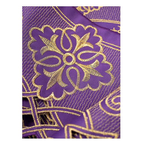 Liturgy tablecloth trim with purple golden crosses h 20 cm 2