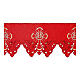 Volant pour nappe d'autel rouge croix JHS h 22 cm s1