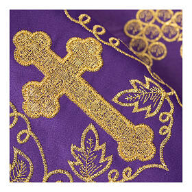 Purple altar tablecloth edge trim, golden grape crosses, h 15 cm