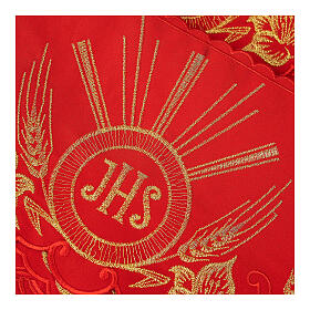 Bordure rouge nappe d'autel JHS h 15 cm