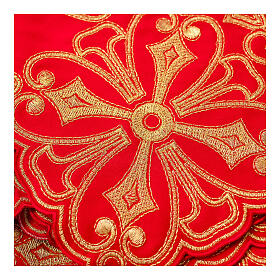 Bordure rouge pour nappe d'autel croix fleurs h 35 cm