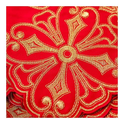 Bordure rouge pour nappe d'autel croix fleurs h 35 cm 2